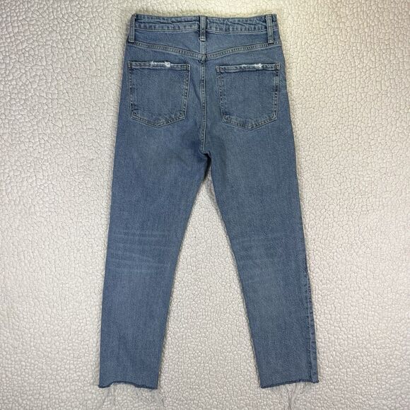 Zara Jeans Women’s Size 4 (Actual 26x26) Blue High Rise Cropped Raw Hem - Picture 3 of 9